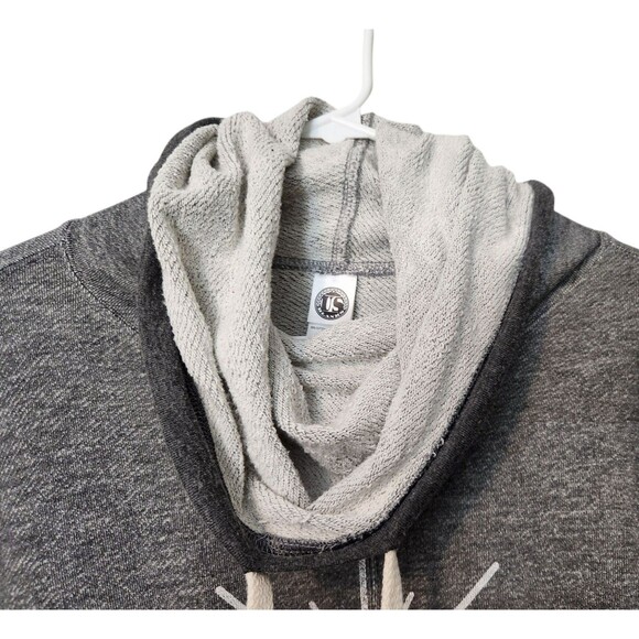 Gray Sweatshirt One Day At A Time Cowl Hoodie Womens XL Lightweight Sobriety - Picture 3 of 5